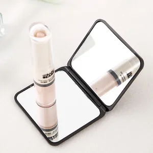 Tragbarer Mini doppelseitiger Klapp-Make-up-Spiegel im schwarzen Rahmen für Reisen