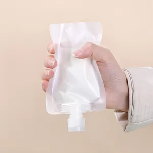 Portable frosted transparent squeeze pouch for travel liquids and lotion storage