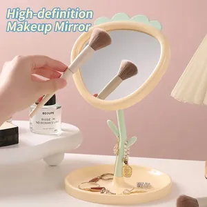 Cute strawberry shaped desktop makeup mirror with jewelry storage tray