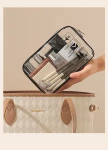 Borsa da trucco trasparente in PVC con grande capacità per cosmetici da viaggio