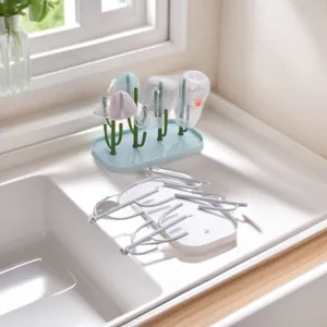 Égouttoir à Tasses en Forme d'Arbre de Cactus Égouttoir à Biberons en Plastique Avec Plateau d'Égouttage Support de Séchage de Biberon de Bureau Multifonctionnel pour Tasse à Thé Verre à Vin