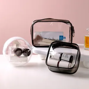 Set aus transparenten PVC-Kosmetiktaschen für wasserdichte Reiseaufbewahrung und Organisation