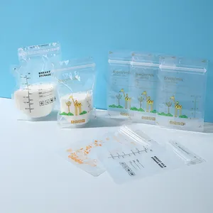 250 ml Einweg-Muttermilchbeutel mit Doppelverschluss und Giraffen-Motiv, BPA-frei