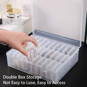 Transparent jewelry organizer box with 30 compartments and anti-oxidation lid.