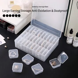Transparent Plastic Jewelry Storage Box Multi-Grid Organizer Case For Earrings Beads Small Parts Dustproof Container