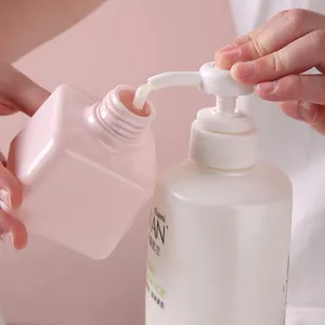 Pink square refillable lotion pump dispenser bottle for household use