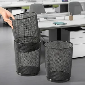 Hochwertiger schwarzer Drahtgitter-Mülleimer für das Büro mit stapelbarem Design