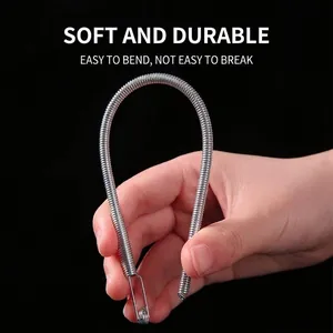 Flexible spring drawstring threader tool for pants and clothing elastic bands