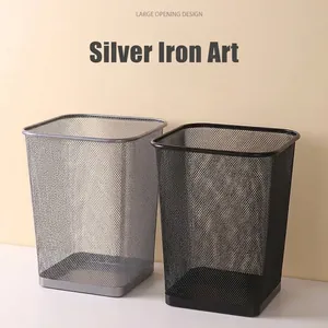Square Metal Mesh Trash Can Open Top Iron Rustproof Wastebasket For Office Bathroom Home Kitchen Large Sturdy Paper Bin
