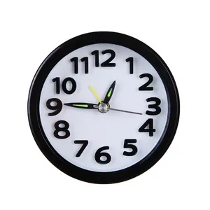 Modern minimalist round desktop alarm clock with easy-to-read large black numbers