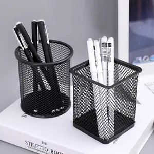 Metallgitter Stifthalter Hohles Eisen Schreibtisch-Organizer Desktop-Schreibwaren-Aufbewahrungstopf Für Büro Studenten Schule