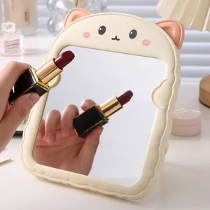 Süßer Make-up-Spiegel mit Katzenohren für den Schreibtisch, klappbares Design für Kinder