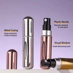 5 ml Mini-Parfümzerstäuber nachfüllbar mit Metallgehäuse und Sichtfenster für unterwegs