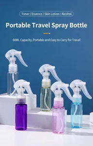 Set of five colorful 60ml portable travel spray bottles featuring ergonomic trigger pumps