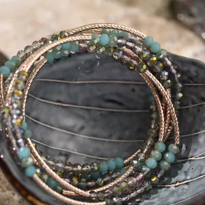 Bohemian Multi Layer Seed Bead Bracelet For Women Vintage Ethnic Handmade Glass Crystal Bead Alloy Spiral Coil Bracelet Jewelry