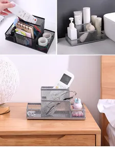 Multifunktionaler Schreibtisch-Organizer aus Metall mit 3 Fächern für Büro und Make-up