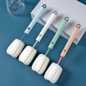 Langstieliges Schwamm-Tassenbürsten-Set in vier Farben für Becher und Flaschen