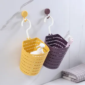 Cesto Portaoggetti Sospeso in Plastica Multifunzionale Con Gancio Rotante Griglia Cava Organizzatore per Bagno Cucina Parete