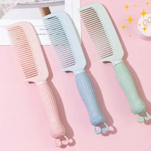 Cute Cartoon Rabbit Handle Hair Brush Anti Static Fine Tooth Plastic Comb For Women Girls Daily Hair Care Grooming