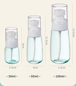 Größenvergleich der 30ml, 60ml und 100ml transparenten Feinnebel-Sprühflaschen
