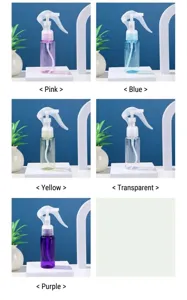 Multiple 60ml portable travel spray bottles in various colors for liquid dispensing