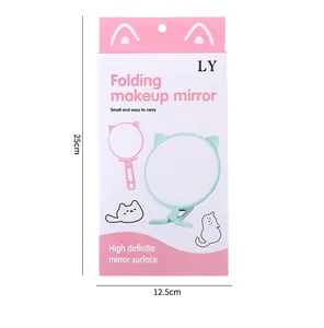 Klappbarer Make-up-Spiegel mit Katzenmotiv, Verpackung mit Maßen 25 cm x 12,5 cm