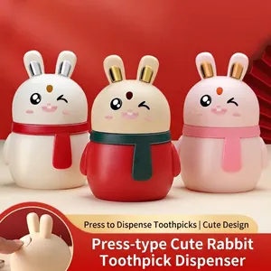 Cartoon Rabbit Lucky Cat Toothpick Holder Automatic Press Type Pop-up Plastic Toothpick Dispenser Home Decor Toothpick Box