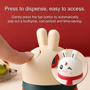 Creative cartoon rabbit automatic press-type toothpick holder dispenser for home decor