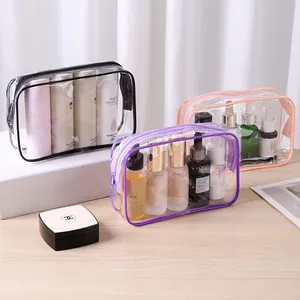 Transparent Waterproof PVC Cosmetic Storage Bag Portable Travel Toiletry Organizer Pouch With Visible Zipper For Women Makeup Skincare