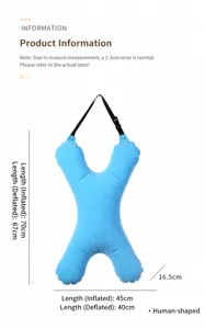 Dimensiones detalladas de almohada inflable de cinturón de seguridad para niños antes y después