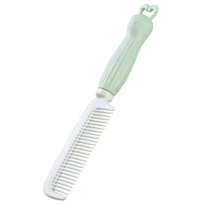 Cute mint green cartoon rabbit head plastic hair comb for girls and women daily use