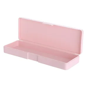 Estuche de plástico rosa minimalista para estudiantes caja de almacenamiento papelería