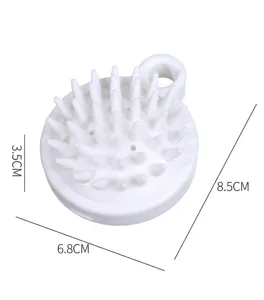 Detailed view of the white silicone scalp massager shampoo brush showing exact dimensions