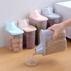 Home Sealed Rice Bucket Flour Storage Box Moisture-proof Insect-proof Cereal Dispenser With Measuring Cup Kitchen Food Container