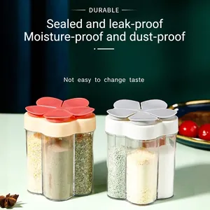 Multi-compartment seasoning jars with flower lids for organized kitchen spice storage