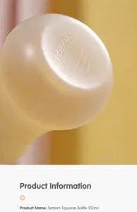Macro detail of the bottom of a 350ml squeeze sauce bottle showing brand marking