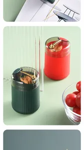 Modern automatic toothpick box dispenser with ribbed texture in a kitchen setting