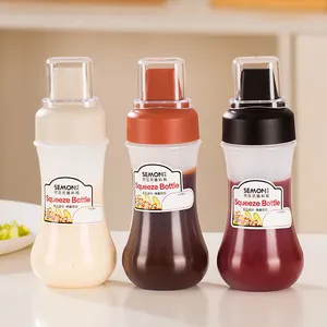 5-Hole Kitchen Squeeze Sauce Bottle With Dust Cap Clear Scale For Salad Dressing Ketchup Honey Condiment Dispenser PE Plastic Tool