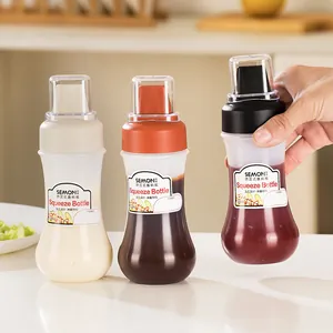 Professional 5-hole squeeze condiment bottle with dust cap for kitchen salad sauces
