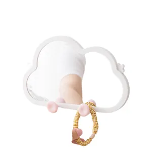 Creative cloud shaped wall-mounted mirror with hooks for dorm phone stand room decor