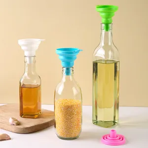 Embudos de cocina plegables de silicona multicolor para líquidos y sólidos secos