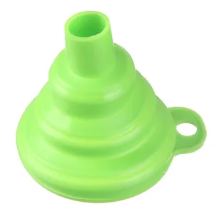 Embudo plegable de silicona verde brillante para cocina y trasvase preciso de líquidos