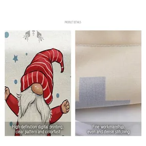 Detailed close-up of Christmas garden flag showing digital print and stitching quality