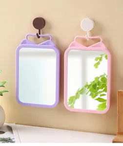 Pastellfarbene lila und rosa Wand-Make-up-Spiegel aus Kunststoff mit Katzenohren-Design