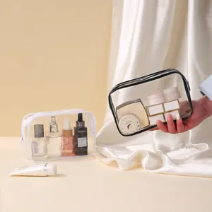 Große durchsichtige PVC Kosmetiktasche Set mit Reißverschluss für die Reiseaufbewahrung