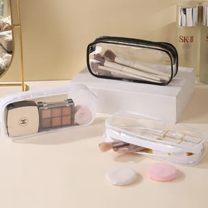 Large capacity transparent PVC waterproof makeup bag and pencil storage case set for students