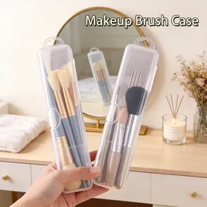 Tragbare Transparente Make-up-Pinsel Aufbewahrungsbox Staubdichte Kunststoff Organizer Mit Deckel Reiseetui Für Augenbrauenstifte Kosmetikpinsel