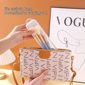 Tragbare Make-up-Pinselhülle aus Kunststoff mit staubdichtem Deckel