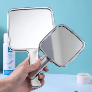 Eleganti specchi da trucco portatili argento in due dimensioni per l'uso quotidiano professionale
