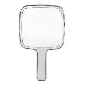 Specchio da trucco portatile argento minimalista con design quadrato per bellezza